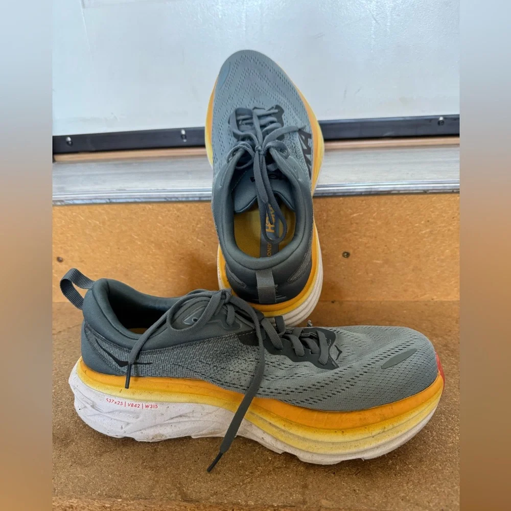 Hoka Bondi 8 wide men's running shoes in  Goblin Blue / Mountain Spring Size 9 - Picture 4 of 7